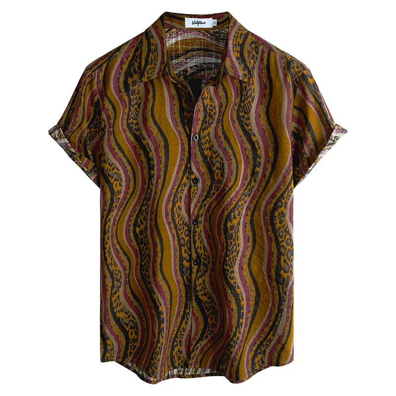 Summer Men's Casual Hawaiian Floral 3D Full-Print Button Shirt Short Sleeve - Tropical Beach Men's Quick-Drying Breathable Top