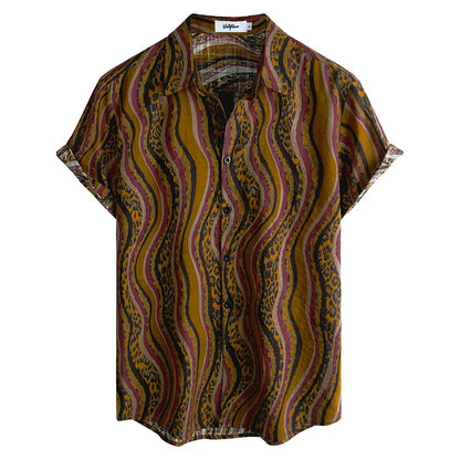 Summer Men's Casual Hawaiian Floral 3D Full-Print Button Shirt Short Sleeve - Tropical Beach Men's Quick-Drying Breathable Top