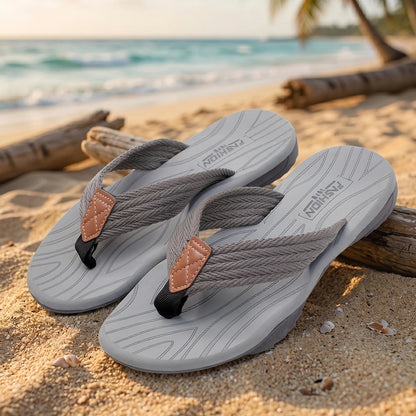 Summer men's slippers made of EVA material are comfortable and non irritating. Outdoor flip flops are of good quality