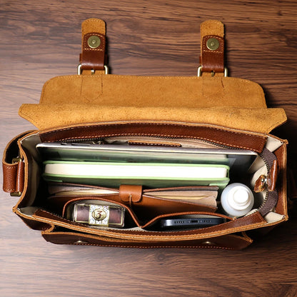 NUKA High Quality Top-Grain Cowhide Crossbody Bag Retro Unisex Messenger Bag Luxury Shoulder Bag Genuine Leather Cambridge Bags
