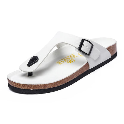 Brand Men Casual Flip Flops Slippers Men Outdoor Flats Slipprs Luxury Men Leather Summer Beach Vacation Casual Slippers Shoes