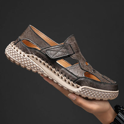 Male Casual Leather Summer Shoes Versatile Men's Sandals Durable Handmade Stitching Besch Shoes Non Slip Roma Footwear Sandals