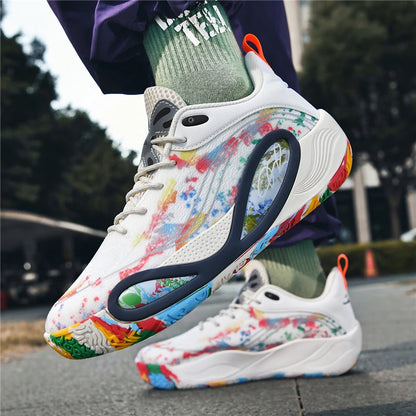 Men's Basketball Shoes Breathable Cushioning Non-Slip Wearable Runing Shoes Gym Training Athletic Basketball Sneakers for Women