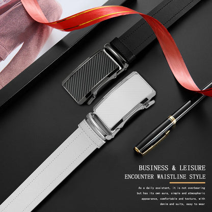 New Business Leisure Men's Alloy Square Buckle Belt Men's Luxury Designer High Quality Leather Cowboy Belt Multi Color