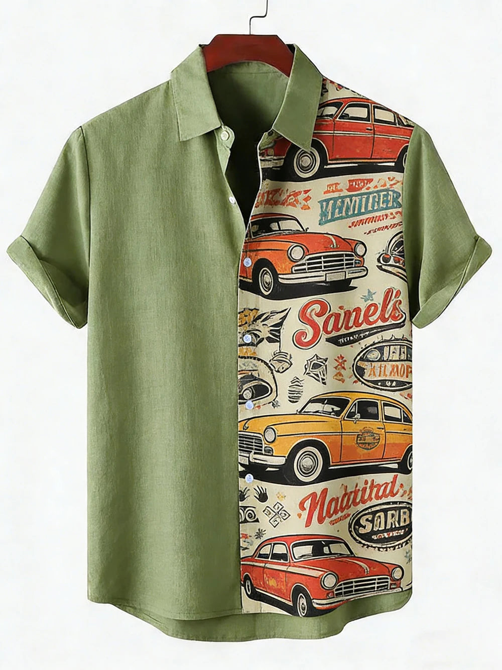 2026 Daily Men's Casual Short Sleeved Shirt with Natural Ethnic Pattern Printed Shirt Hawaii Beach Vacation Clothing