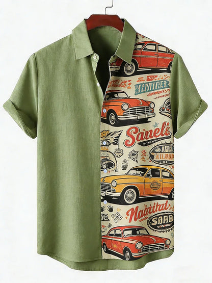 2026 Daily Men's Casual Short Sleeved Shirt with Natural Ethnic Pattern Printed Shirt Hawaii Beach Vacation Clothing
