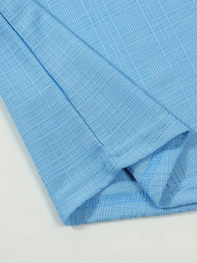 Men's Textured Woven Polyester Shirt Short Sleeve Turn Down Collar Button Down Casual Breathable Summer Beach Tops for Men