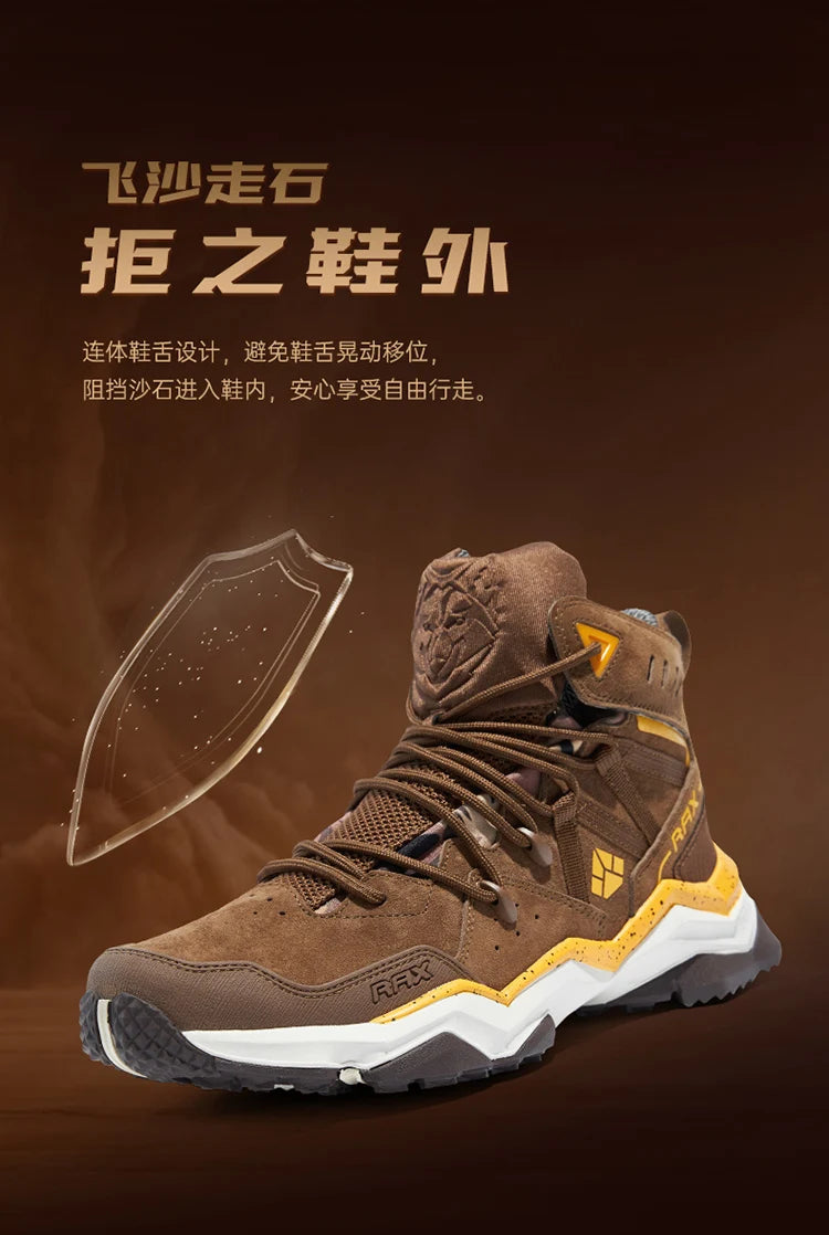 RAX Men Hiking Shoes Mid-top Waterproof Outdoor Sneaker Men Leather Trekking Boots Trail Camping Climbing Hunting Sneakers Women