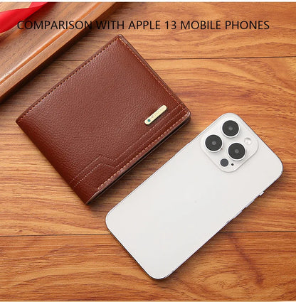 New Men's Short Frosted Leather Wallet Multi-Slot Coin Pocket Photo Holder Small Men's Wallet