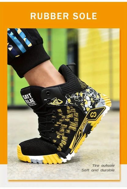High Top Safety Shoes Men Anti Smashing Anti Puncture Work Shoes Men Work Safety Boots Men's Fashion Security Protective Boots