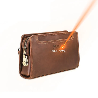 CONTACT'S Genuine Leather Handbag Men Vintage Small Cluth Bag 6 Card Holder iPad Mini Metal Lock Travel Business Pouch Bag