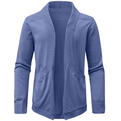 Men's Sweater Cardigan Spring Casual Classic V-neck Solid Color Cardigan Knit Soft Sweater Fashion Male Tops US Size