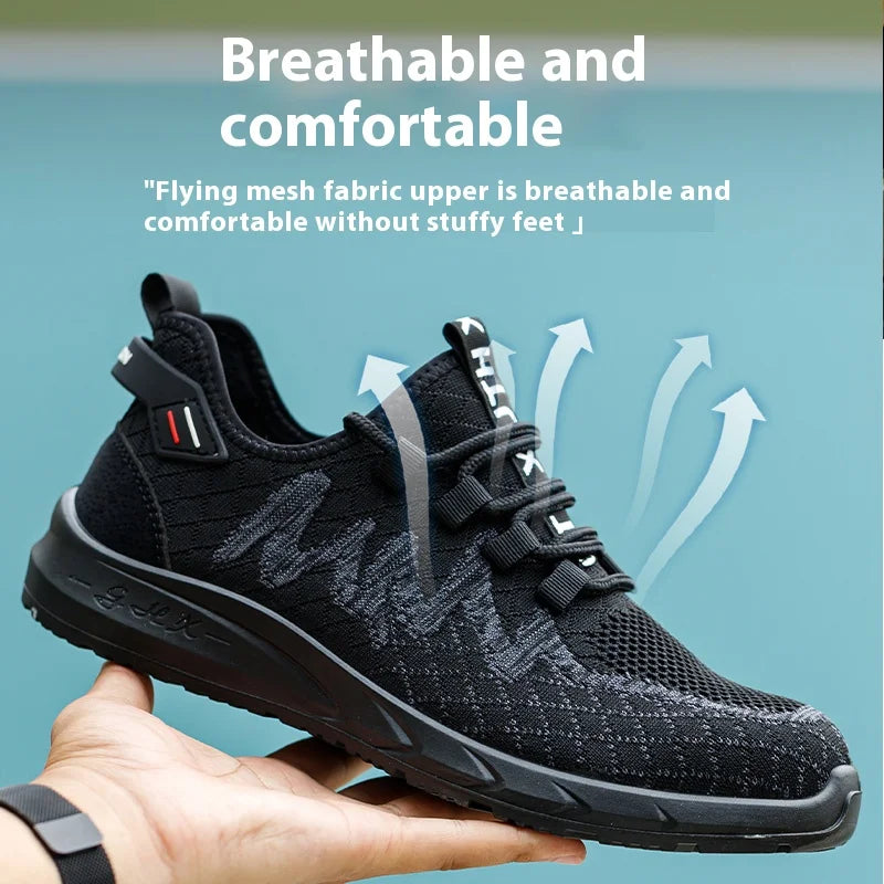 48 Size Unisex Work Safety Shoes Steel Toe Cap Light Breathable Sneaker For Men Anti-smash And Anti-puncture Safety Sneakers