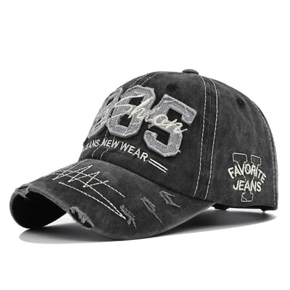Men Women 1985 Embroidery Baseball Caps Vintage Washed Cotton Outdoor Sun Hats Unisex Streetwear Hip Hop Hats Adjustable