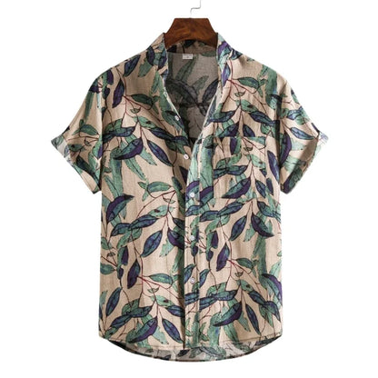 2026 Summer Shirt Men's Retro American Design Printed Pattern Personalized Loose Shirt