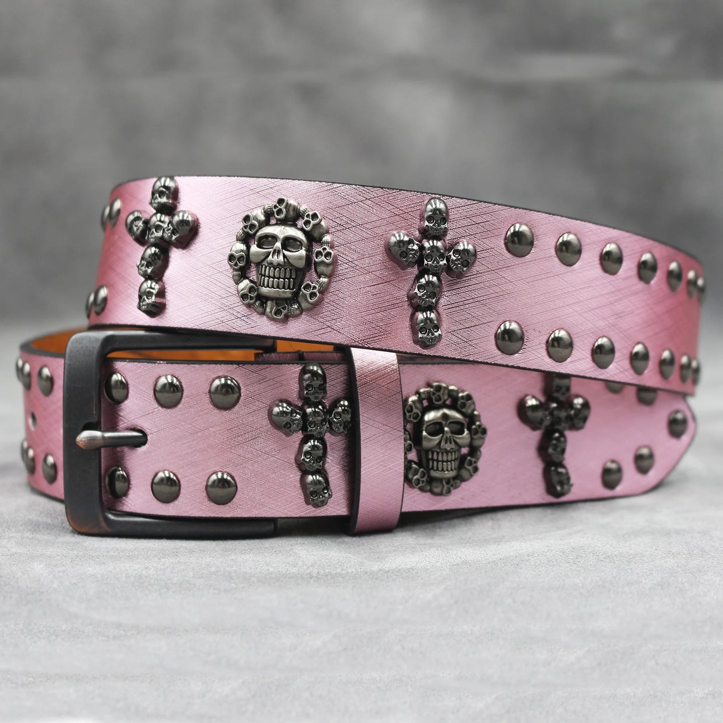 Rivet belt Cross and skull Decoration Belt Man's Goth Rock Fashion Ladies Leather Studded Gift Wild Adjustable Women Punk Belt