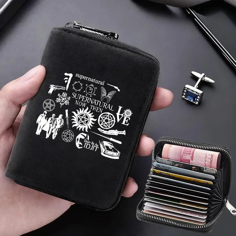 Supernatural Multifunctional Card Bag 11 Cards Slot Credit Card Holder Anti Demagnetization Wallets Cover Zipper Wallet for Men
