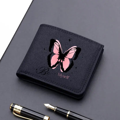 Horse Dragon Pattern Canvas Boy Girl Kids Wallet Black Card Holder Male Money Bag Bank Holder Short Purse Credit Card Case Bag