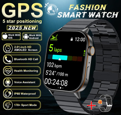 New For Android iOS Outdoor GPS SmartWatch Men 2.01" HD AMOLED Compass 420mAh 178+Sport Mode Waterproof Bracelet Smartwatch 2026