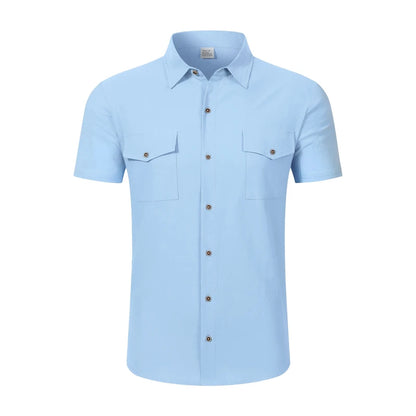 Men's Linen Casual Short Sleeve Shirt Lapel Collar Button Lightweight Breathable Summer Daily Beach Vacation Work Shirt for Men