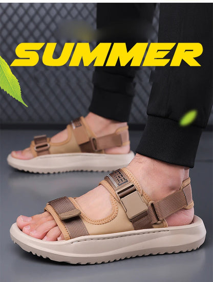 Men's Roman Sandals Summer Outdoor Sports Slip-On Shoes Anti-Slip Breathable Soft Bottom Casual Beach Shoes-WC20258