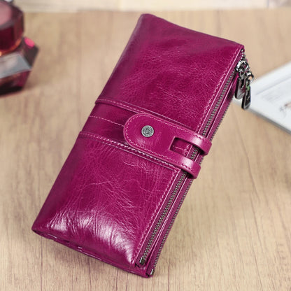 CONTACT'S Men Clutch Wallet Genuine Leather Long Wallet Hasp Card Holder Vintage Male Zipper Coin Purse Money Clip Women Purse