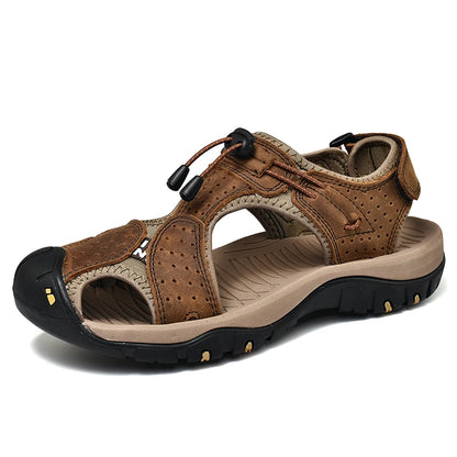 Fashion Men's Sandals Summer Genuine Leather Sandals Outdoor Beach Shoes Rome Sandals Comfortable Large Size Men Casual Shoes