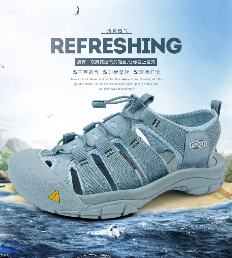 Fashion Men's Casual Mesh Outdoor Beach Sandals Light Breathable Shoe for Men Anti-slip Waterproof Sandal Man Comfortable Shoes