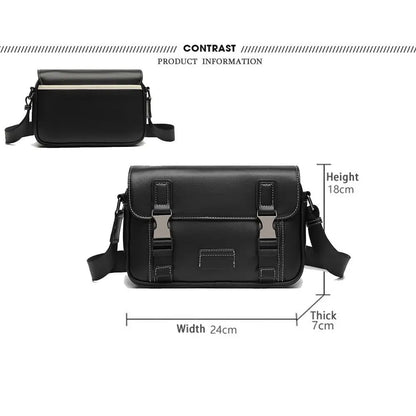 Casual PU Leather Messenger Bag Multi-pocket Design Vintage Shoulder Bag Durable Male Handbags Travel