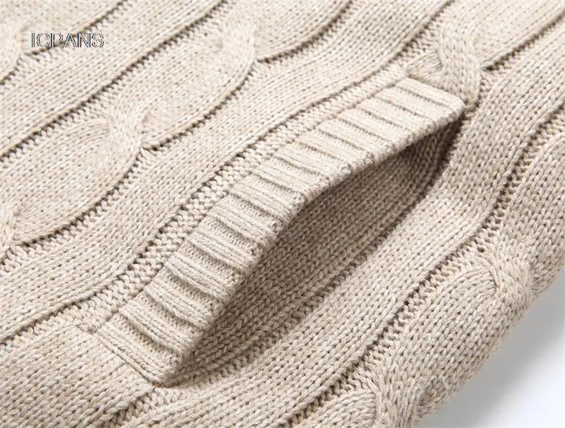 Men's Hooded Knit Winter Sweater Warm Fleece Liner Cardigan Black Khaki Knitwear Jacket Coat Clothing