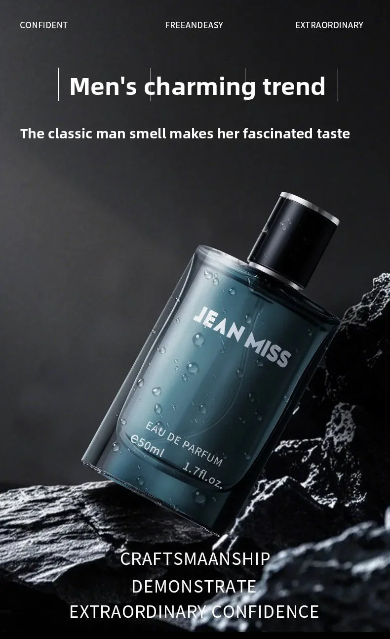 50ml Men's Woody Aquatic Perfume Long Lasting Fresh Masculine Fragrance Spray Eau de Parfum for Daily Casual Dating