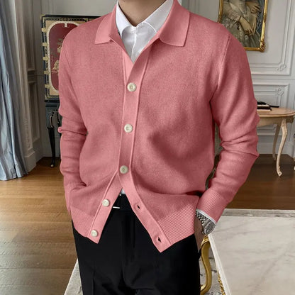 Mens Cardigan Sweater Long Sleeve Button Down Casual Collared Slim Fit Knit Sweater