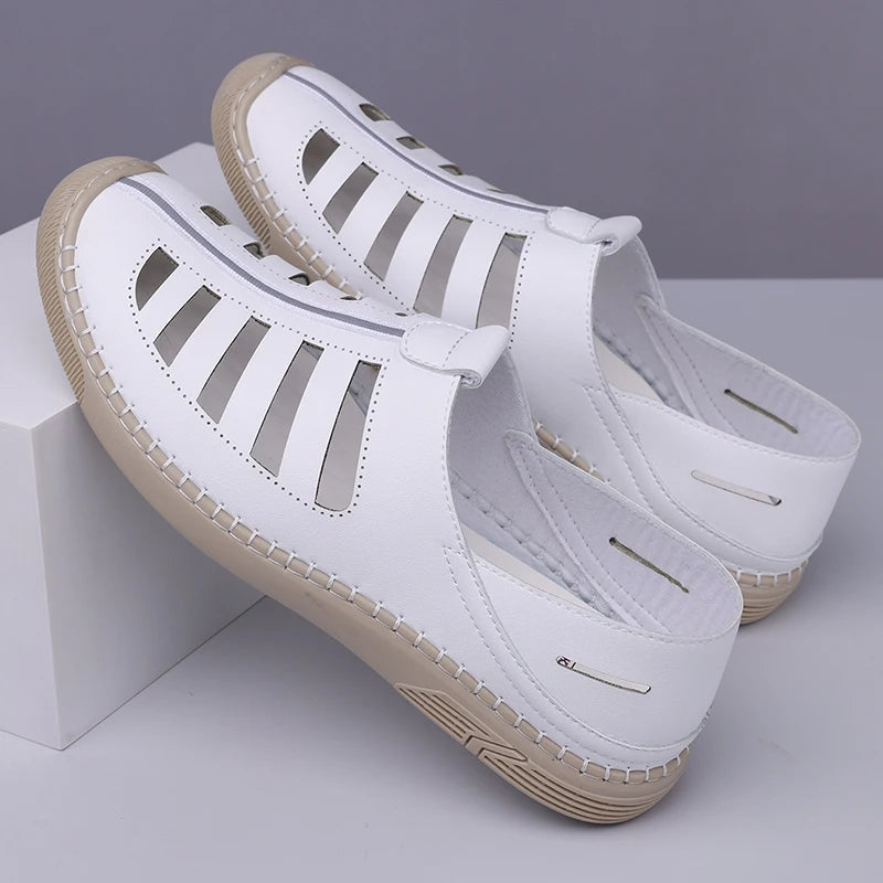 New Summer Genuine Leather Roman Men's Sandals Business Casual Shoes Outdoor Beach Wading Slippers Men's Shoes Big Size 38-48