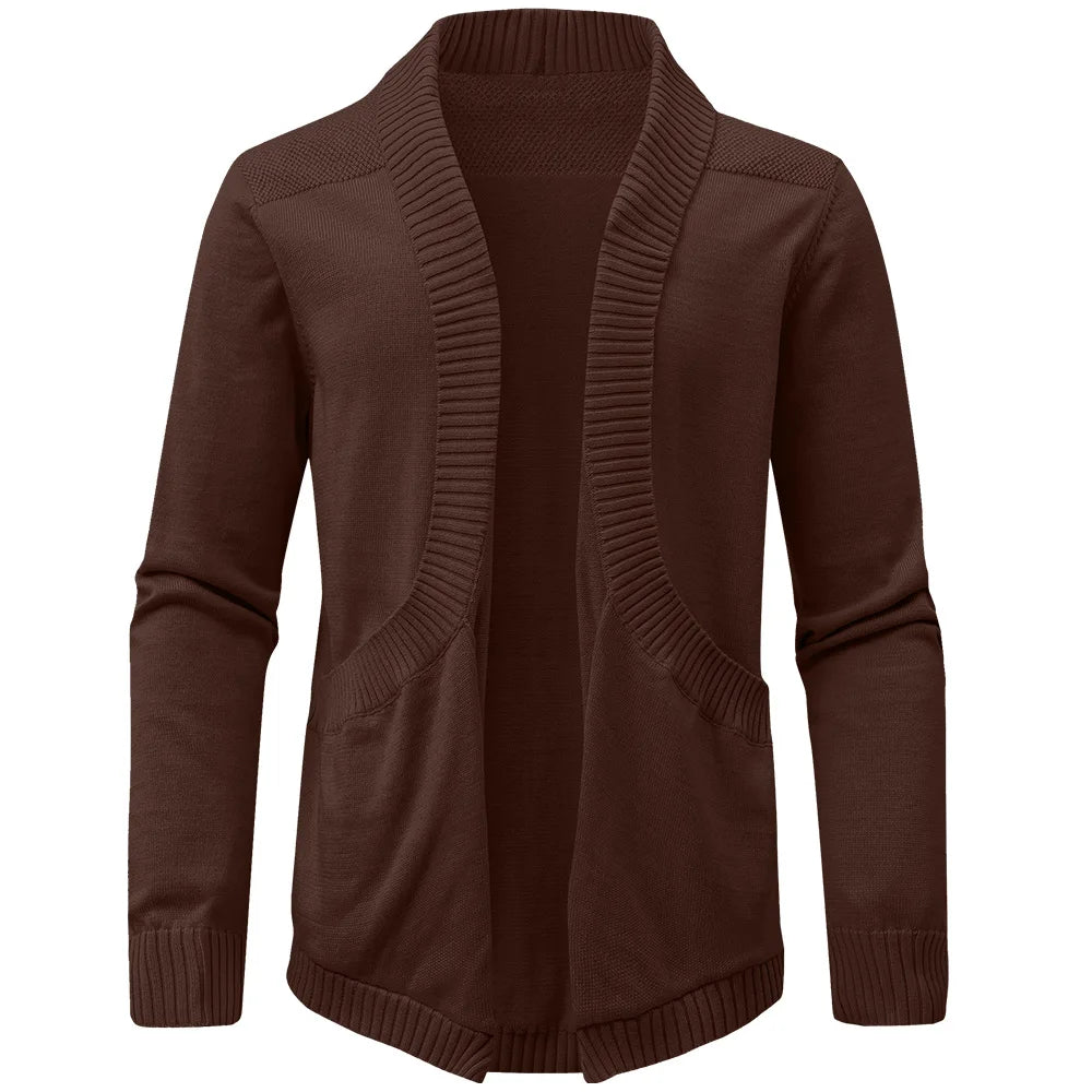 Men's Sweater Cardigan Spring Casual Classic V-neck Solid Color Cardigan Knit Soft Sweater Fashion Male Tops US Size