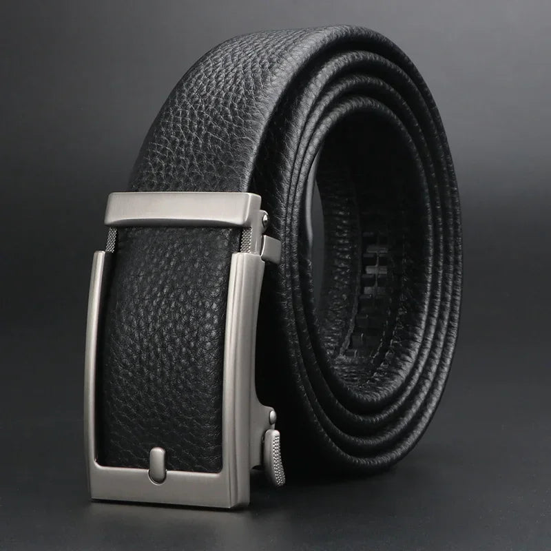Premium Top Layer Cowhide Men'S Belt - Soft, Durable & Stylish With Automatic Alloy Buckle For Business Wear