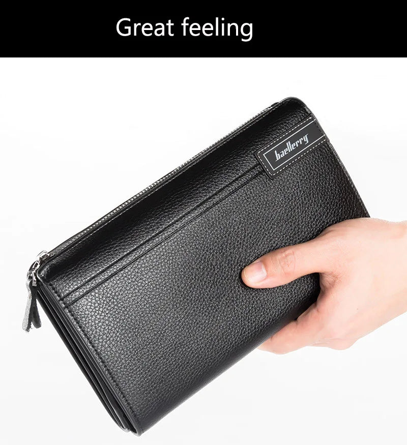 Baellerry Large Capacity Phone Pocket New Men Wallets Handbag Brand Card Holder Zipper Male Wallets Passport Case Men's Purses