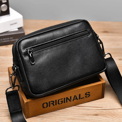 High Quality Real genuine Leather Men Shoulder Bag Natural Cowhide Messenger Bag crossbody bag for 7.9-inch lpad Phone Bag