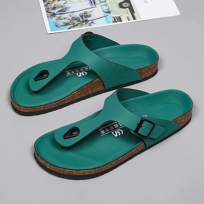 Brand Men Casual Flip Flops Slippers Men Outdoor Flats Slipprs Luxury Men Leather Summer Beach Vacation Casual Slippers Shoes