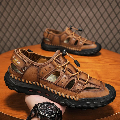 Anti-collision Toe Mens Soft Sole Summer Flats Sandals New Slippers Breathable Beach Shoes Outdoor Casual Shoe Large Size 38-48