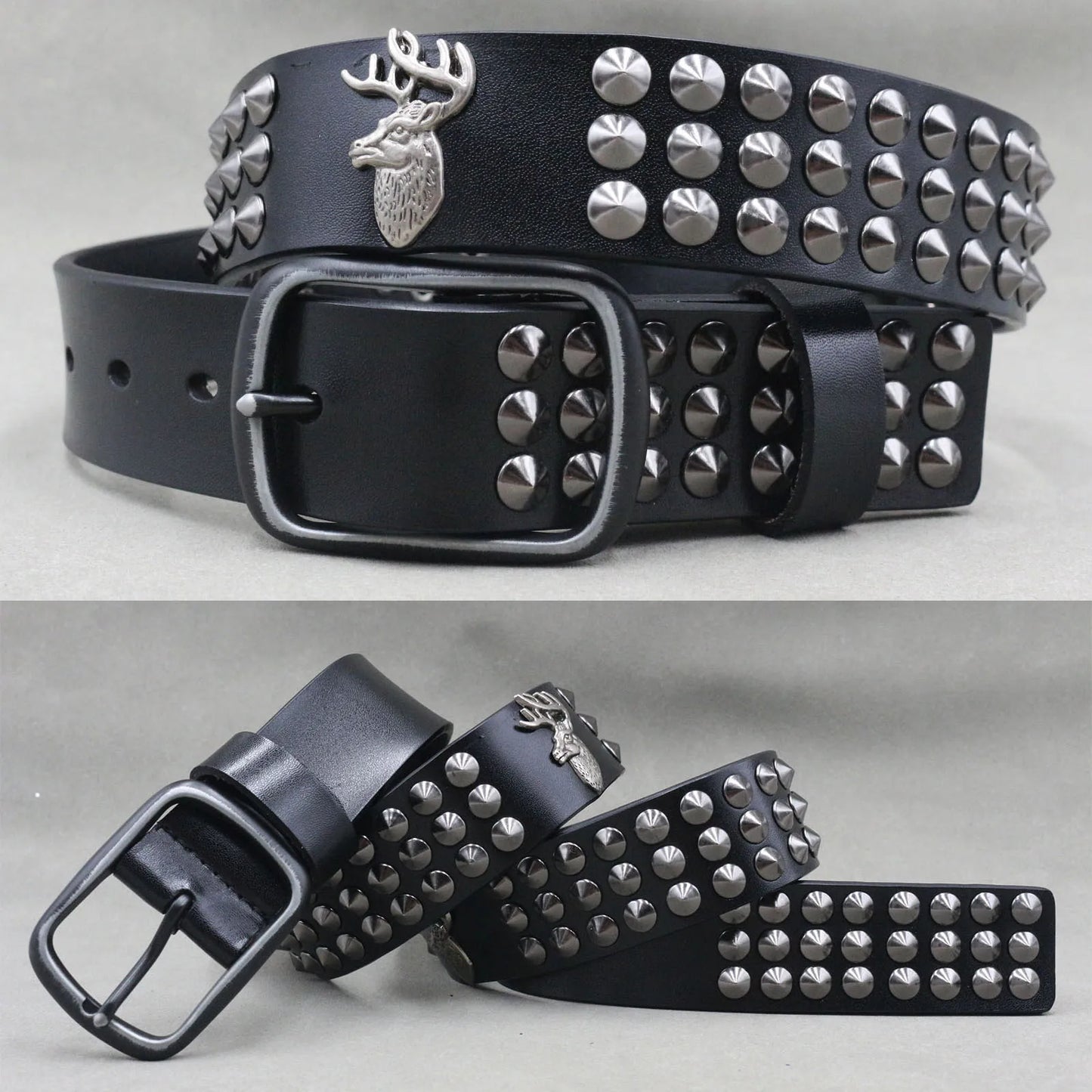 Metal Rivet Belt Luxury Designers Men Rivet Punk Belt Cow Genuine Leather Cintos Masculinos Male Women Rock Hip Hop Strap Waist