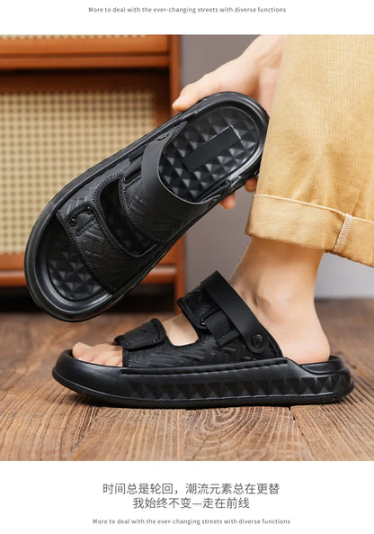 Men's casual slip on sandals summer soft-sole breathable lightweight outdoor walking shoes fashion sports Dual-purpose slippers