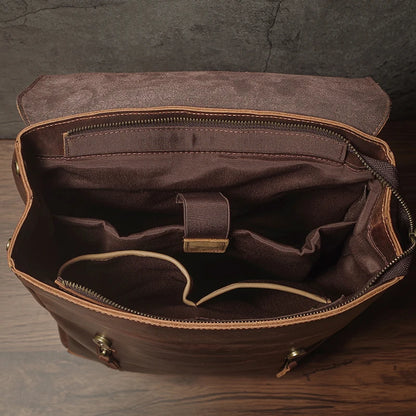 NUKA Men's Genuine Leather Backpack Vintage Outdoors Travel Bag Luxury Crazy Horse Cowhide Schoolbag Mountaineering Backpack