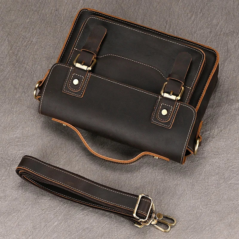 Luufan Crazy Horse Leather Men's Shoulder Bag Vintage Messenger Bags Men Male Small Travel Crossbody Bags Man Handbag Sling Bag