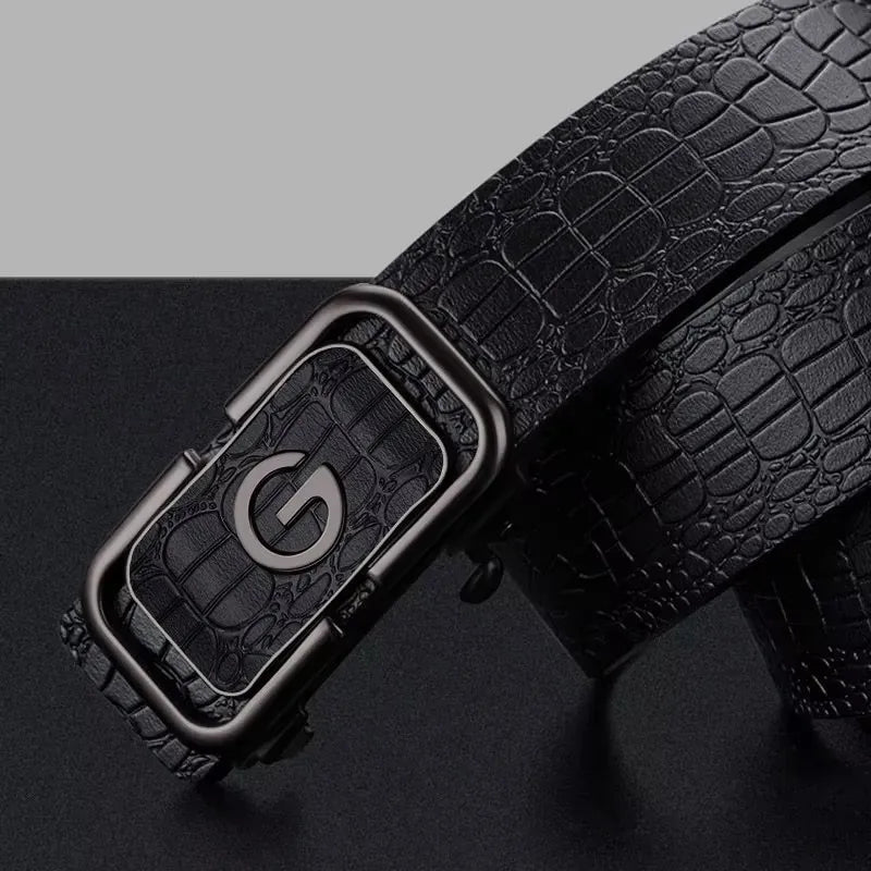 PAUL HUEMAN Stylish Men's PU Leather Belt - Fashion Belts  Business Automatic Buckle