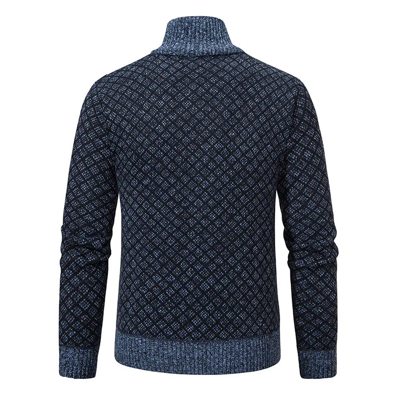 Men's Knitted Cardigan Coat Korean Slim Fit Trendy Sweater Autumn Winter Zip Up Mens Fleece Lined Top Clothing
