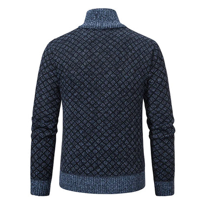 Men's Knitted Cardigan Coat Korean Slim Fit Trendy Sweater Autumn Winter Zip Up Mens Fleece Lined Top Clothing