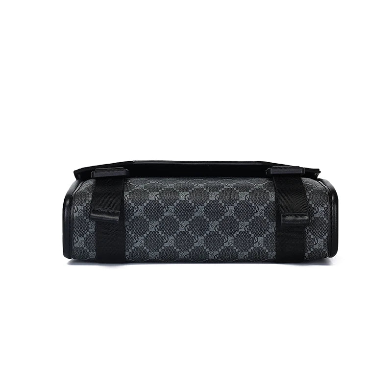 Men's Classic Printed Crossbody Bag – Gray Geometric Pattern Sling Bag with Buckle Closure Ideal for Daily Commute & Casual Wear
