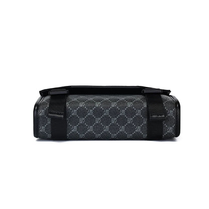 Men's Classic Printed Crossbody Bag – Gray Geometric Pattern Sling Bag with Buckle Closure Ideal for Daily Commute & Casual Wear