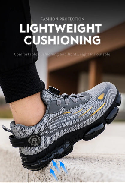 Indestructible Steel Toe Work Shoes for Men Women Rotating Button Safety Shoes Lightweight Construction Work Safety Shoes