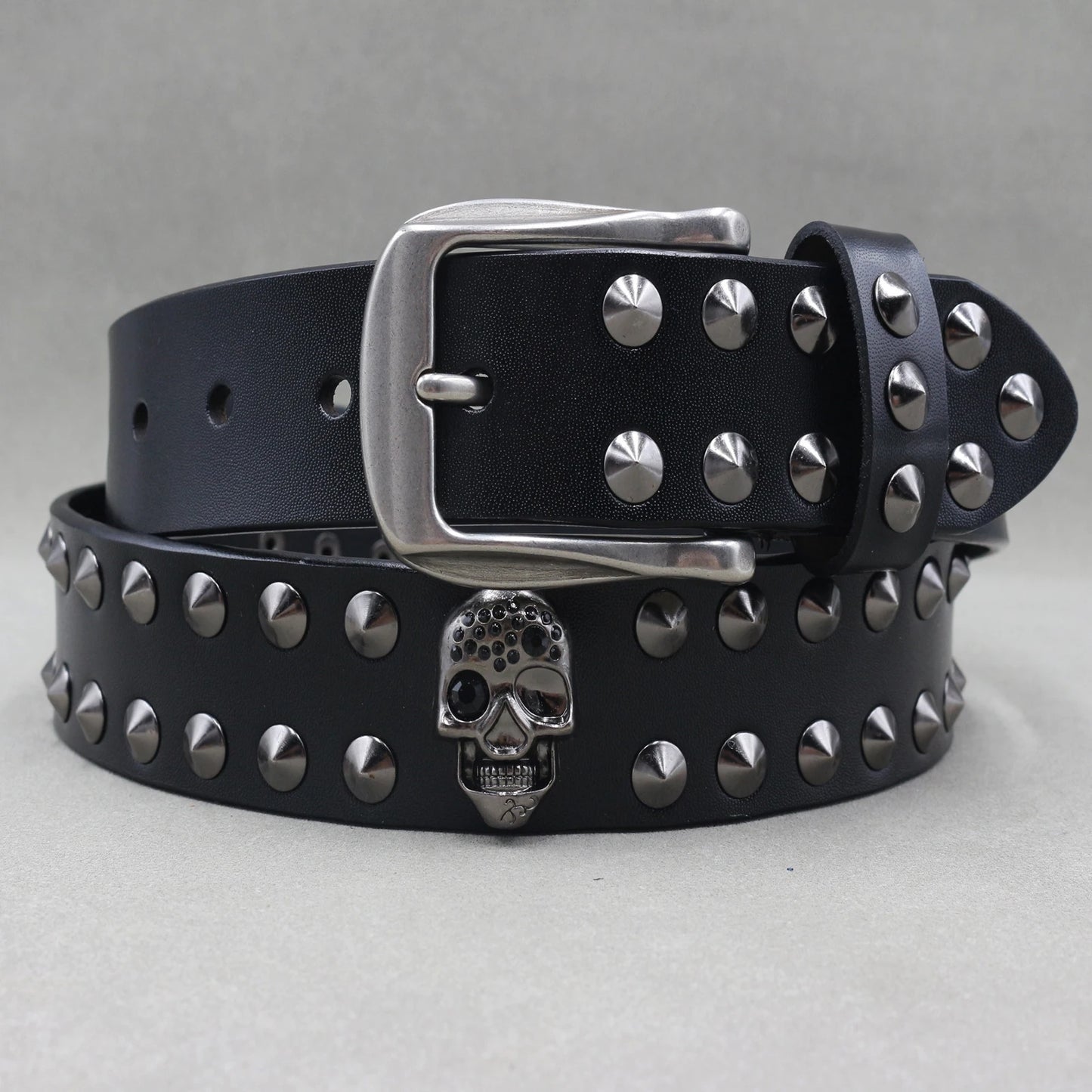 Metal Rivet Belt Luxury Designers Men Rivet Punk Belt Cow Genuine Leather Cintos Masculinos Male Women Rock Hip Hop Strap Waist